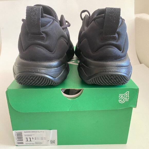 NWB Nike Giannis Immortality 3 All Black Athletic Shoes Men\'s Sz 11.5 DZ7533-001 main image 16